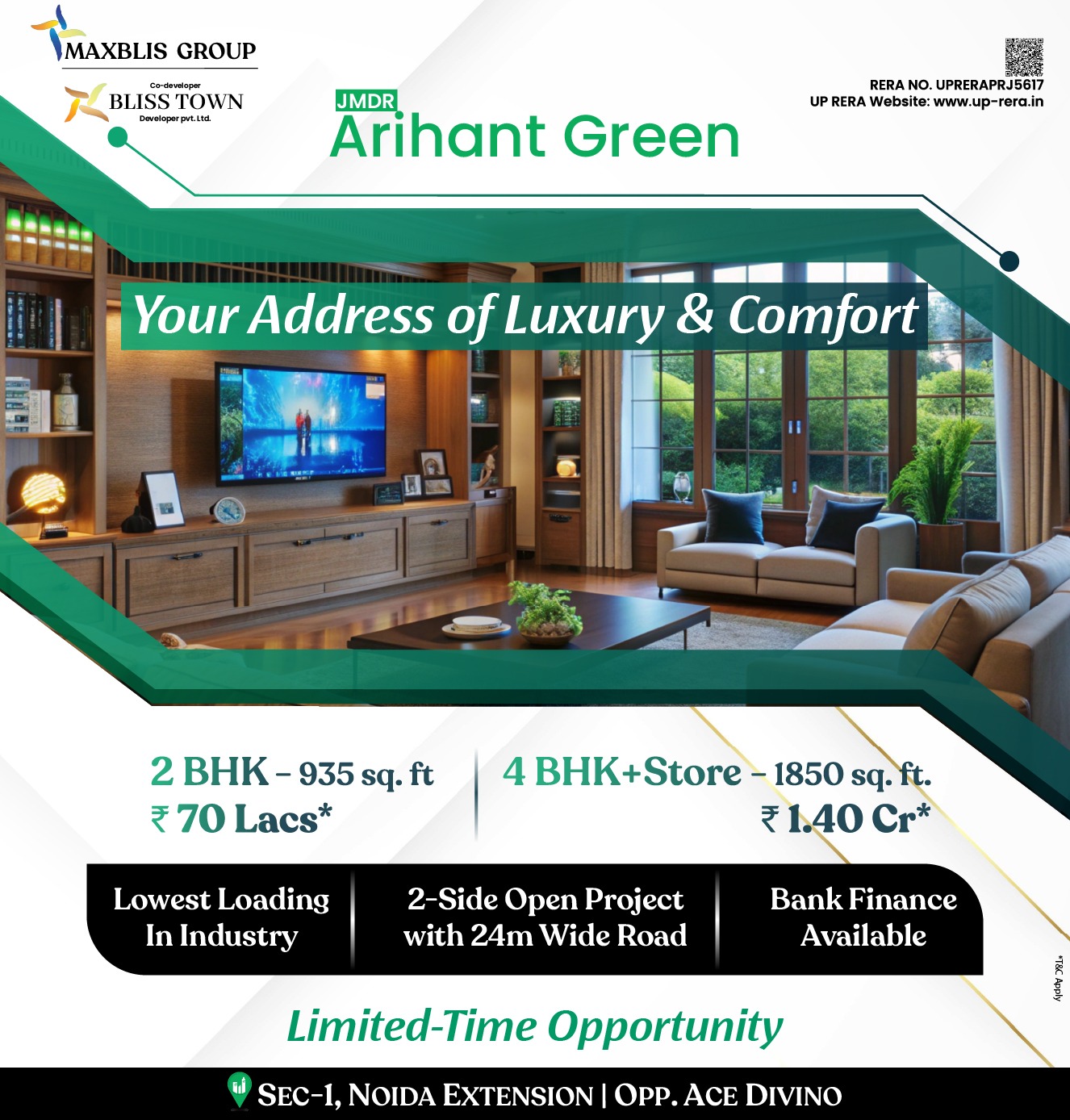 2 BHK apartments in JMDR Arihant Green Greater Noida