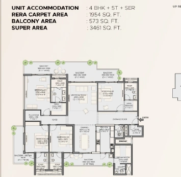 4BHK + 5T + SER Eldeco Trinity