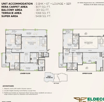 5BHK + 6T + L + SER Eldeco Trinity