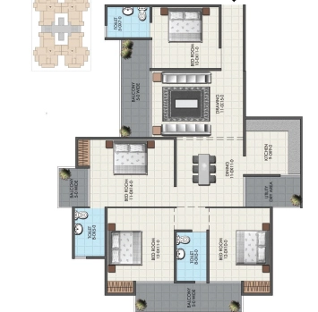 3 BHK Floor Plane JMDR Arihant Green