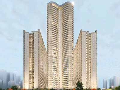 Front elevation of central tower at Aspire Centurian Park Greater Noida West