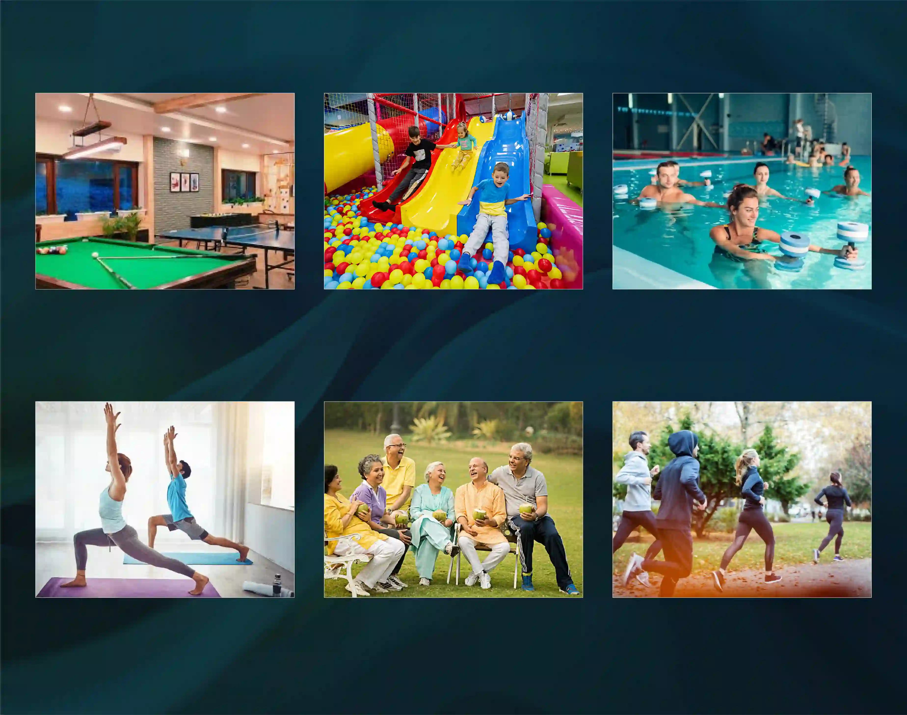 Enternia Residences facility playing Games , jogging track and  yoga