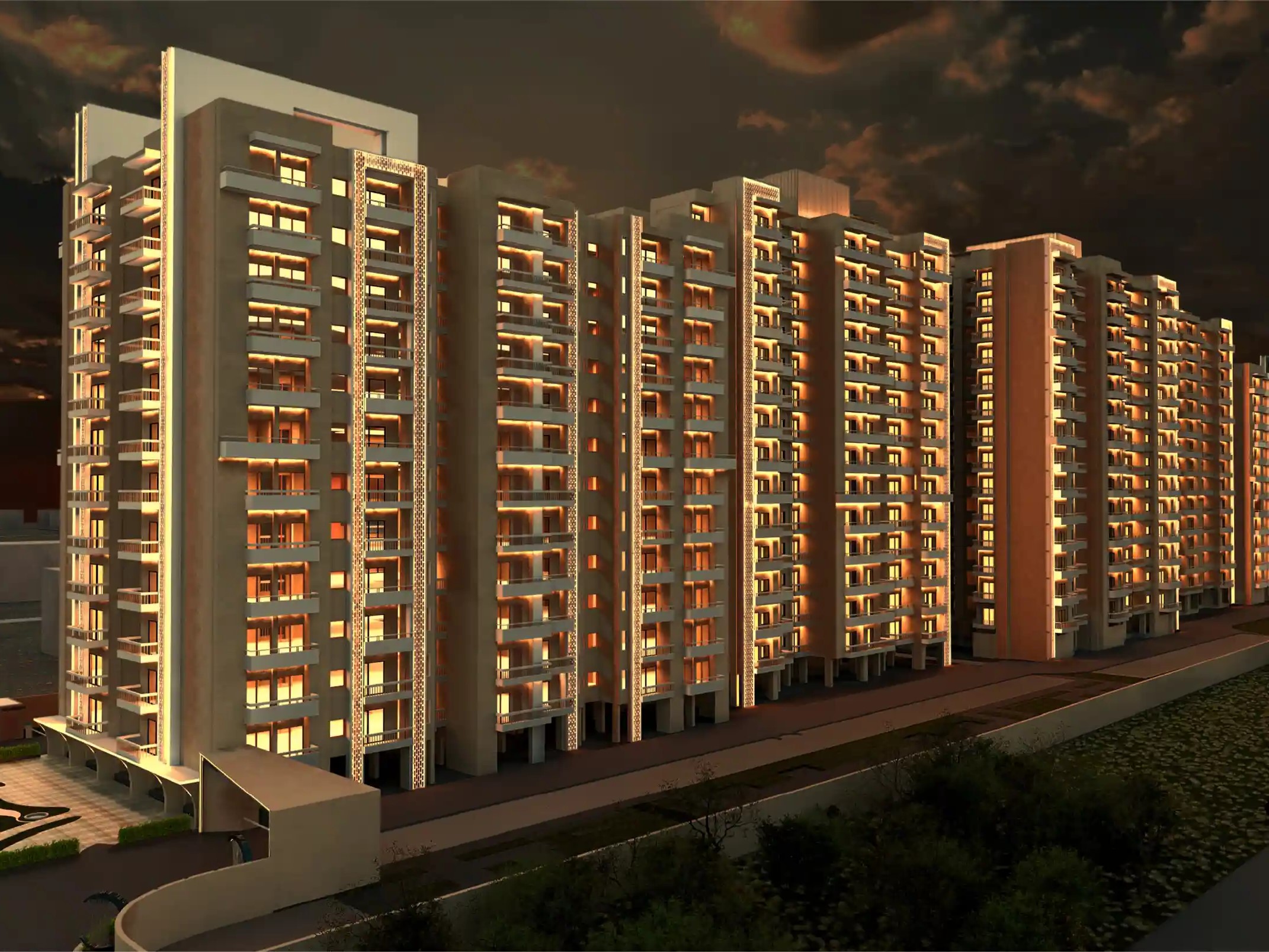 Dwaarika Heights  side front view 